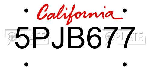5PJB677 California License Plate