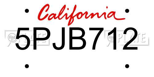 5PJB712 California License Plate