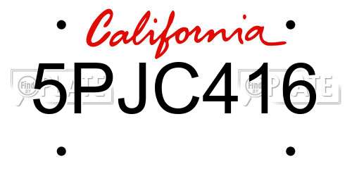 5PJC416 California License Plate