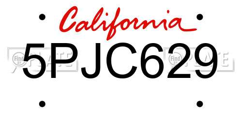 5PJC629 California License Plate
