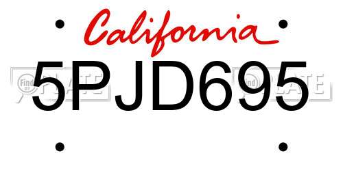 5PJD695 California License Plate