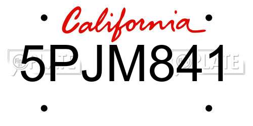 5PJM841 California License Plate