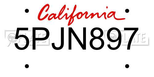 5PJN897 California License Plate