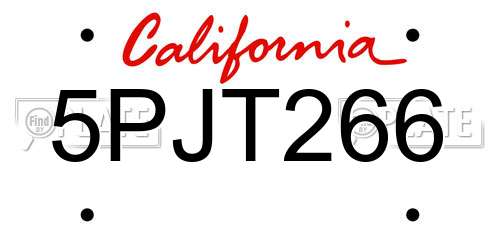 5PJT266 California License Plate