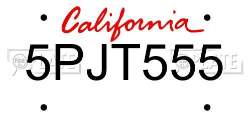 5PJT555 California License Plate