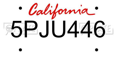 5PJU446 California License Plate