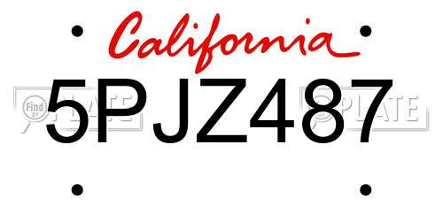5PJZ487 California License Plate