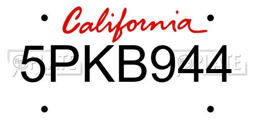 5PKB944 California License Plate