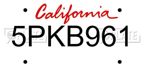 5PKB961 California License Plate