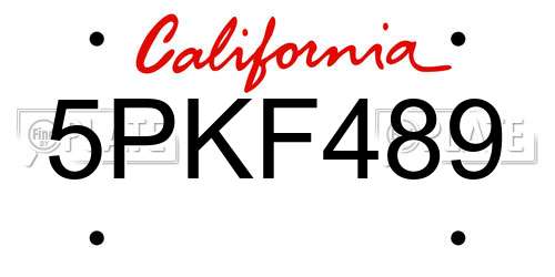 5PKF489 California License Plate