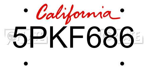 5PKF686 California License Plate