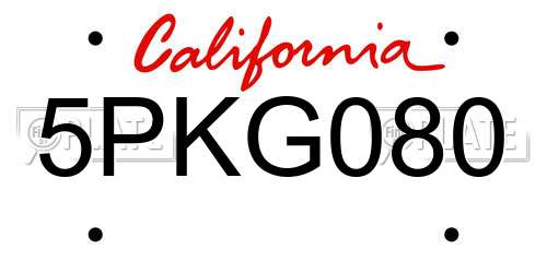 5PKG080 California License Plate