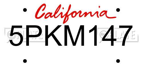 5PKM147 California License Plate