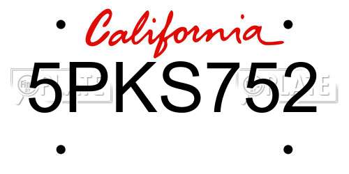 5PKS752 California License Plate