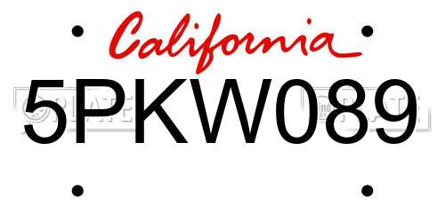 5PKW089 California License Plate