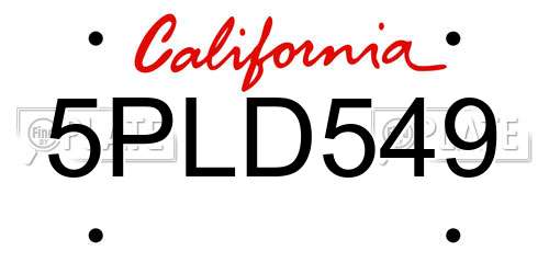 5PLD549 California License Plate