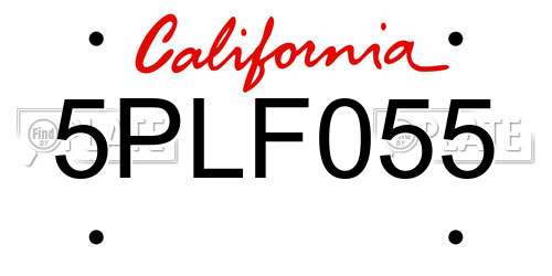 5PLF055 California License Plate