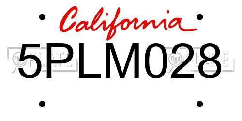 5PLM028 California License Plate