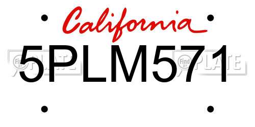 5PLM571 California License Plate