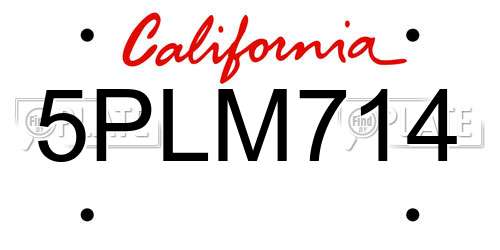 5PLM714 California License Plate