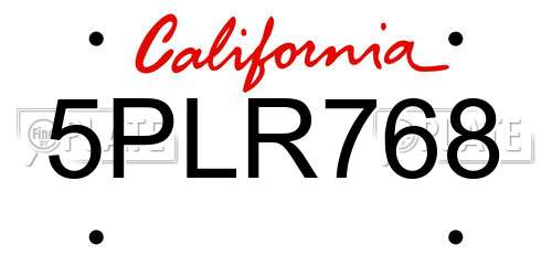 5PLR768 California License Plate