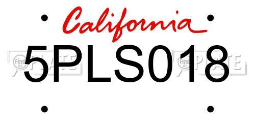 5PLS018 California License Plate
