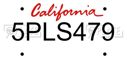 5PLS479 California License Plate
