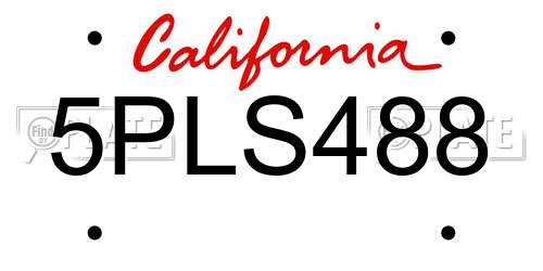 5PLS488 California License Plate