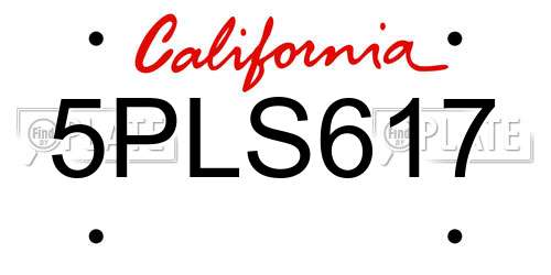 5PLS617 California License Plate
