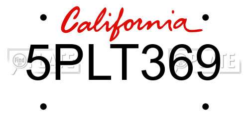 5PLT369 California License Plate