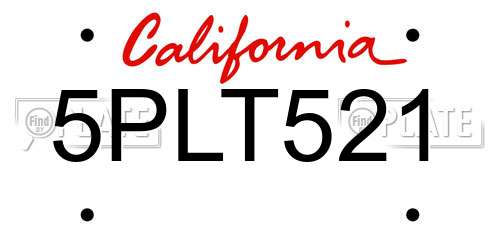 5PLT521 California License Plate
