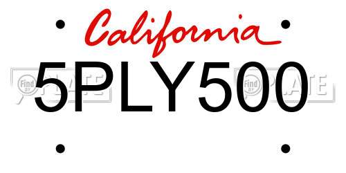 5PLY500 California License Plate