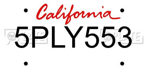 5PLY553 California License Plate