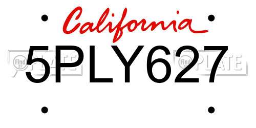 5PLY627 California License Plate