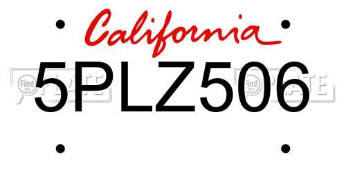 5PLZ506 California License Plate