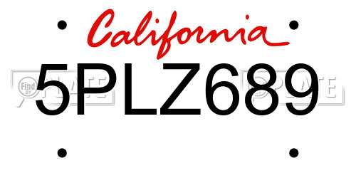 5PLZ689 California License Plate