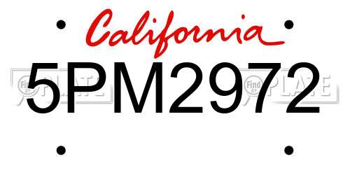 5PM2972 California License Plate