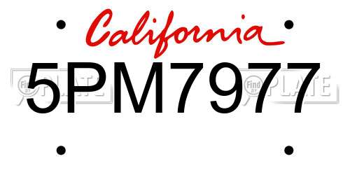 5PM7977 California License Plate