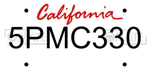 5PMC330 California License Plate