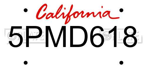5PMD618 California License Plate