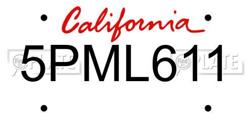 5PML611 California License Plate