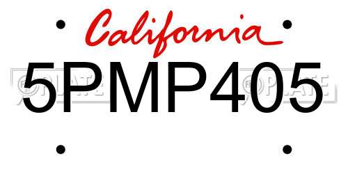 5PMP405 California License Plate