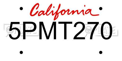 5PMT270 California License Plate