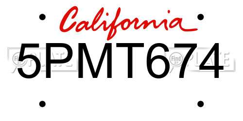 5PMT674 California License Plate