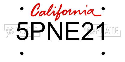5PNE21 California License Plate