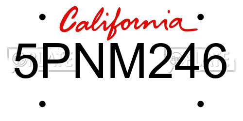 5PNM246 California License Plate