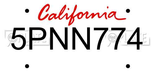 5PNN774 California License Plate