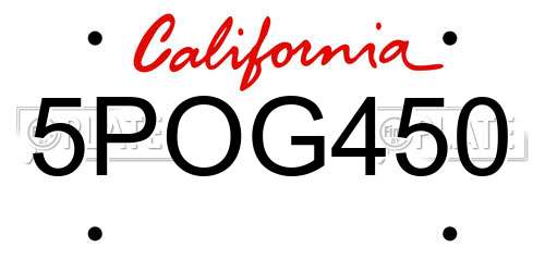 5POG450 California License Plate