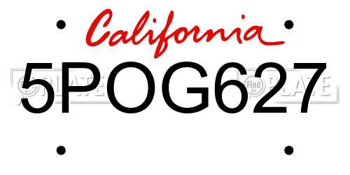 5POG627 California License Plate