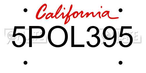 5POL395 California License Plate